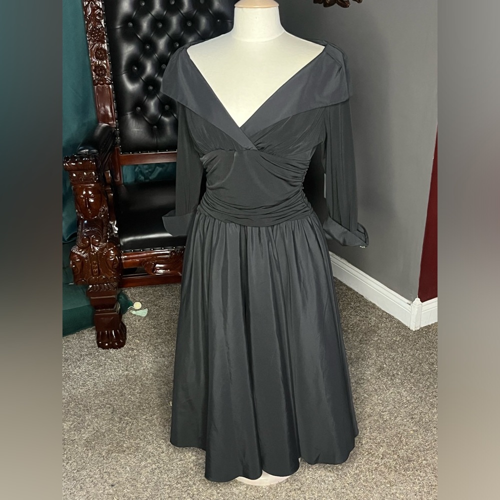 Black 50s style tea length dress